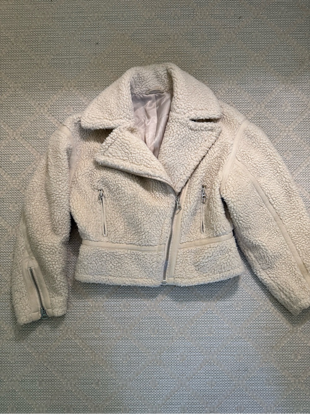 & Other Stories Cream Sherpa Moto Jacket